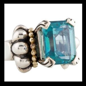 Wow! Sz 6.5 *Lagos* 7.23 CTW Blue Topaz Glacier SS 18k Ring